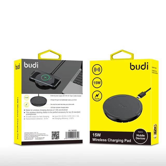 Budi WL3600B 15W Wireless Charging Pad